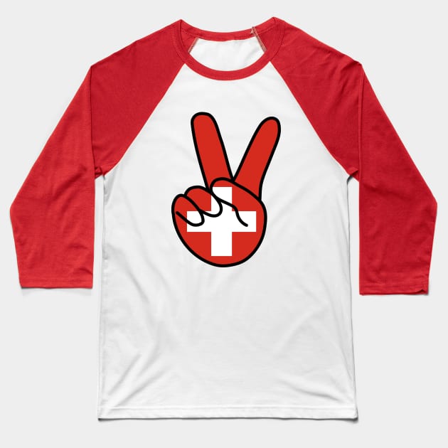 Switzerland Flag V Sign Baseball T-Shirt by DiegoCarvalho